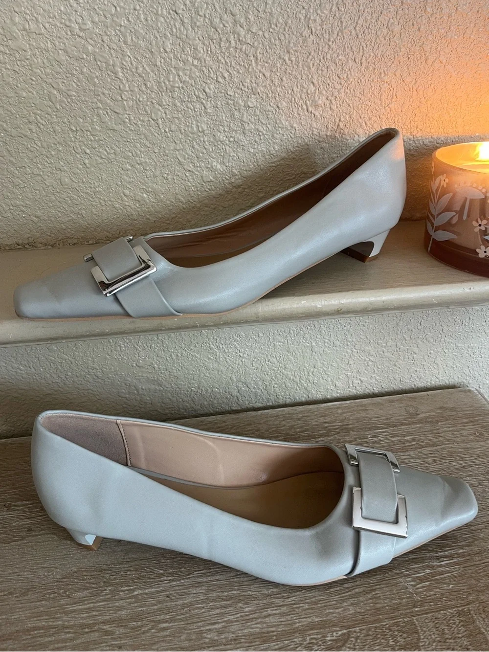 C.Paravano Women's Flats Pointed Toe Square Buckle Slip On Casual Work Shoes 11